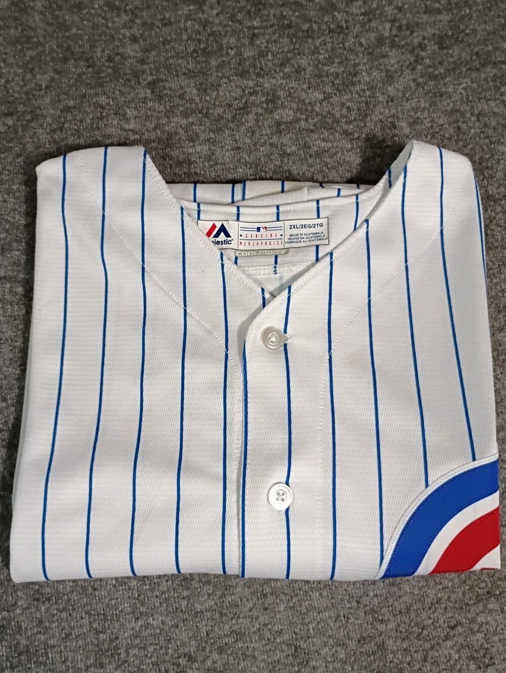 Majestic Chicago Cubs Cool Base Jersey 2XL White Pinstripe MLB Baseball.